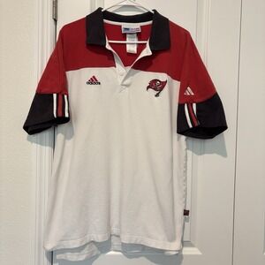 Vintage Adidas Pro Line NFL Tampa‎ Bay Buccaneers Polo Shirt Mens Large